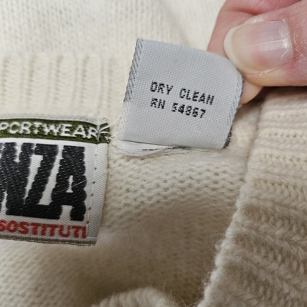 Vintage 80s Forenza Angora Lambswool Ivory Button Front Cardigan Size M Preppy - Picture 12 of 12